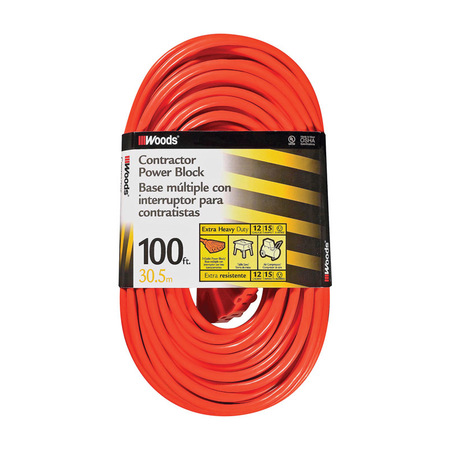 WOODS Extensn Cord12/3 100'Org 820